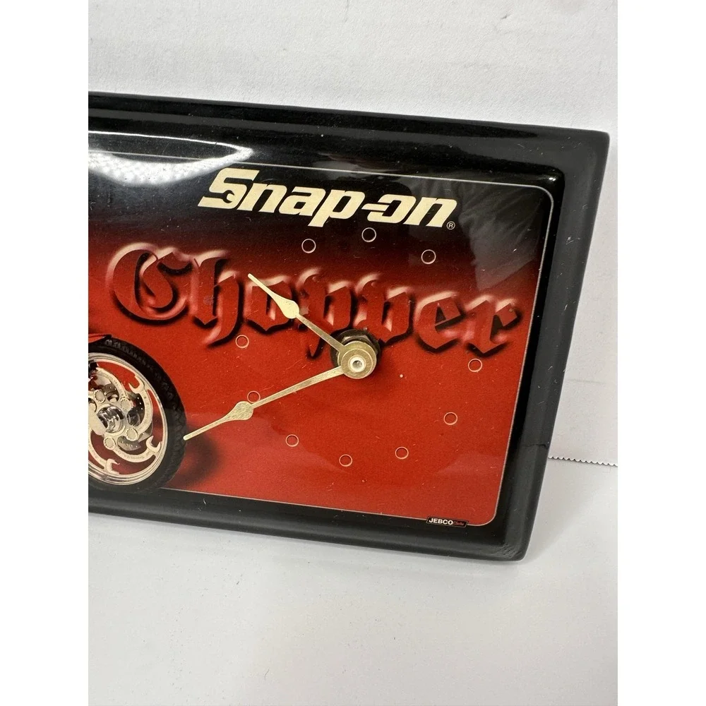 Snap-on Chopper Motorcycle Wall Clock Red Quartz Battery Garage Shop Decor
